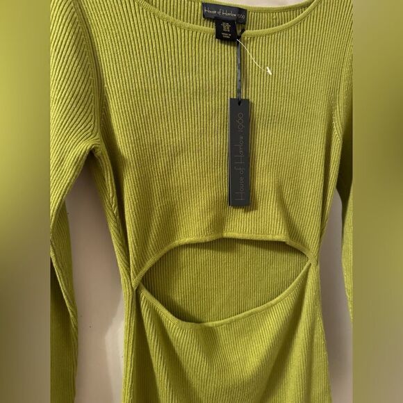 NWT HOUSE OF HARLOW RIBBED MINI CUTOUT SWEATER DRESS - Picture 4 of 7